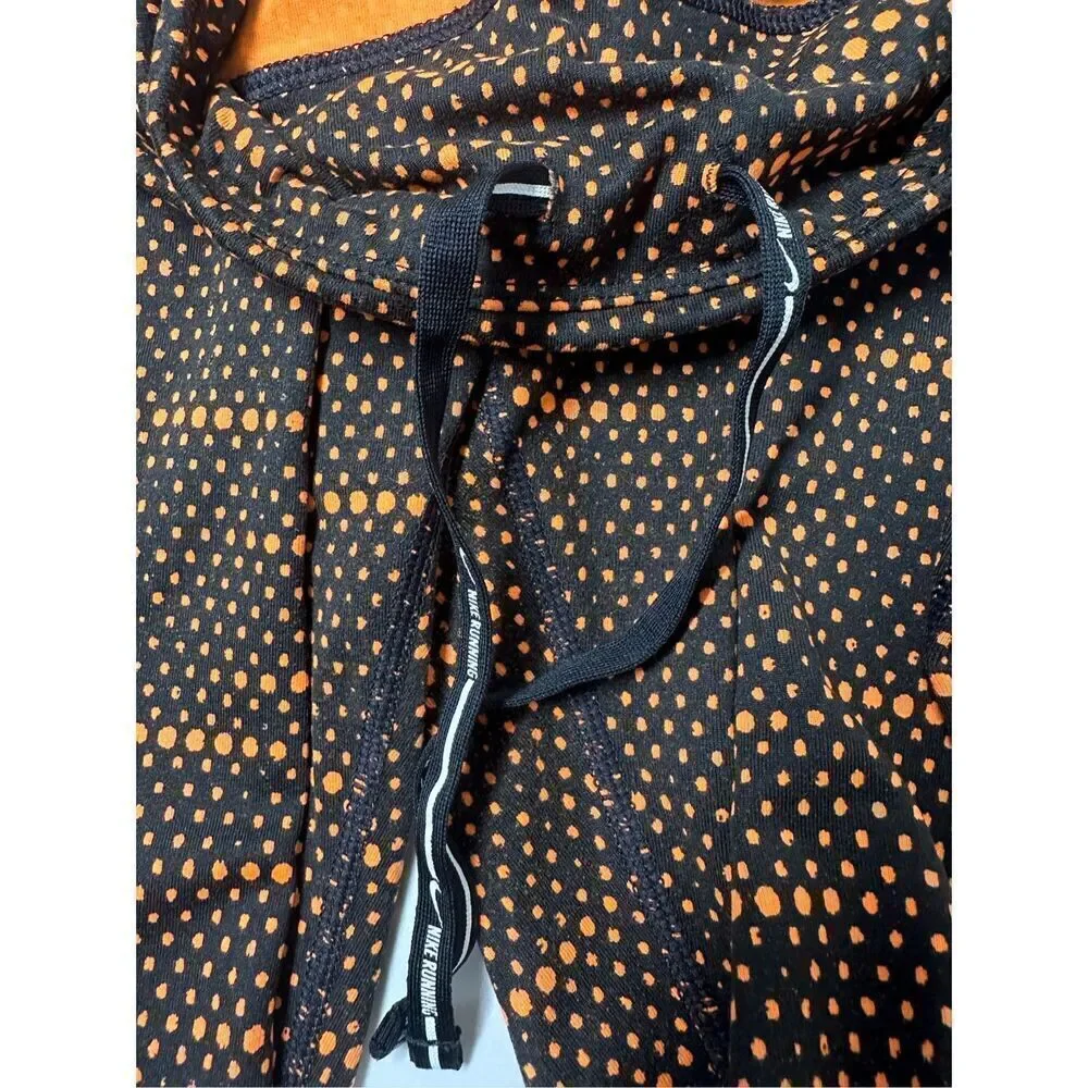 Nike Women's Dri Fit Epic Run Printed Capri Black/Orange Size M